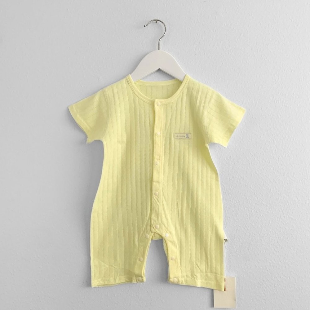 NWT Cute Baby Girls Romper Sleep N' Play One-Piece Short Sleeve Yellow 6M-9M - Picture 2 of 3
